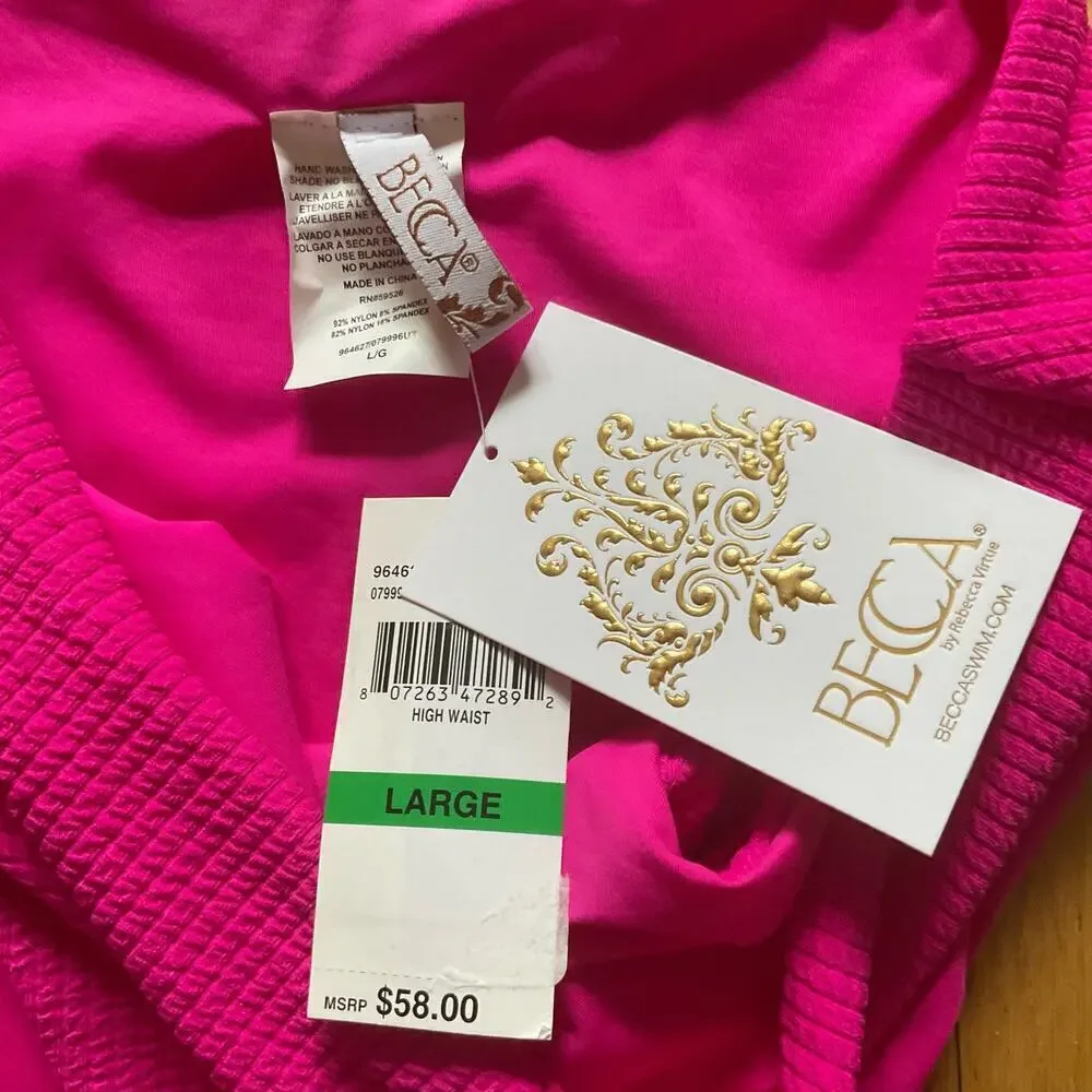 BECCA High Waist Bikini Bottoms | Pink | Large